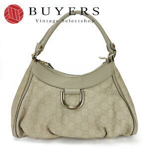 GUCCI Hobo Shoulder Bag Guccissima Leather Ivory White Canvas Handbag
